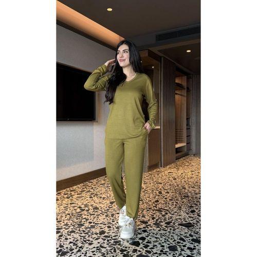 Kadın V Yaka Bluz Ve Pantolon Ikili Takım