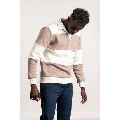 FBI Polo Yaka Kalın Çizgili 3 İplik İçi Şardonlu Slimfit Sweatshirt