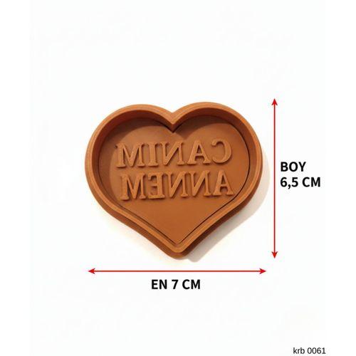 Canım Annem Yazılı Kalp Kurabiye Kalıbı ve Hamur Kesici – Şeker Hamuru ve Oyun Hamuru İçin İki Parça Kalıp