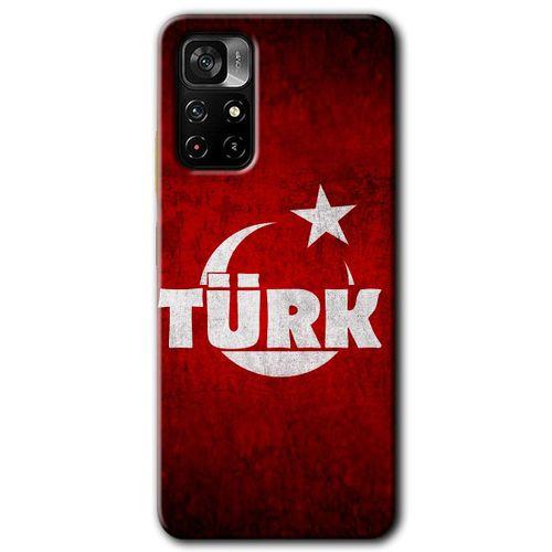 Poco M4 Pro 5G Kılıf HD Desen Baskılı Arka Kapak - Ayyıldız Türk + Kırılmaz Cam