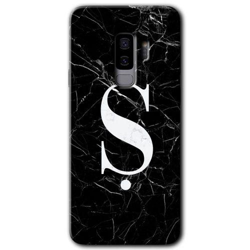 Galaxy S9 Plus Kılıf HD Desen Baskılı Arka Kapak - Siyah Mermer Desenli Ş Harfi + Kırılmaz Cam