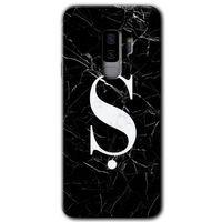Galaxy S9 Plus Kılıf HD Desen Baskılı Arka Kapak - Siyah Mermer Desenli Ş Harfi + Kırılmaz Cam