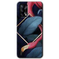 Oppo A74 Kılıf Baskılı Arka Kapak - Flamingo Yaprak +Tam Ekran Koruyucu
