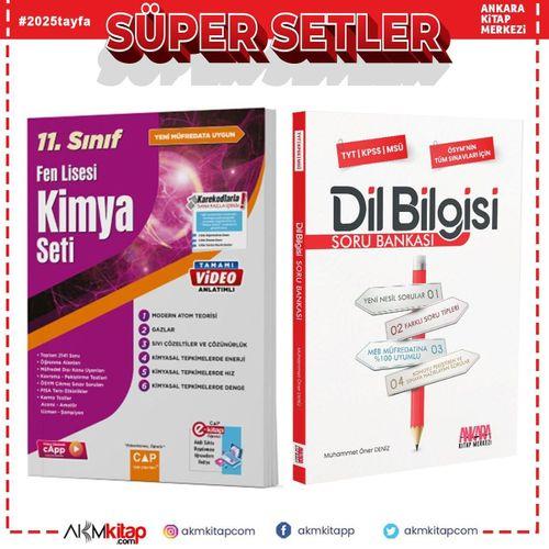 Çap Yayınları 11.Sınıf Fen Lisesi Kimya Seti ve AKM Dil Bilgisi Soru Bankası Seti 2 Kitap