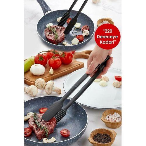Maşa - 220 Dereceye Kadar Dayanıklı Yanmaz - Yapışmaz Plastik Izgara Maşası 30 Cm