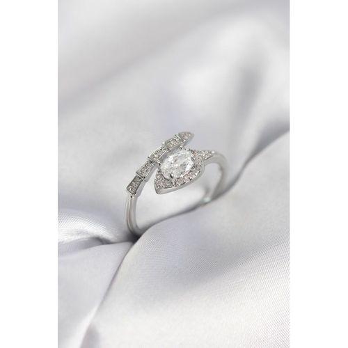 Yılan Model Gümüş Renk Zirkon Taşlı Kadın Yüzük