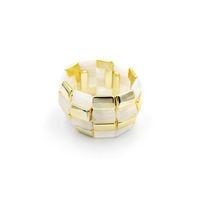 Lastikli Taşlı Bilezik - Krem