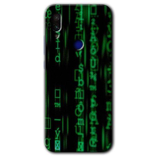 Redmi Note 7 Kılıf HD Desen Baskılı Arka Kapak - Matrix + Kırılmaz Cam