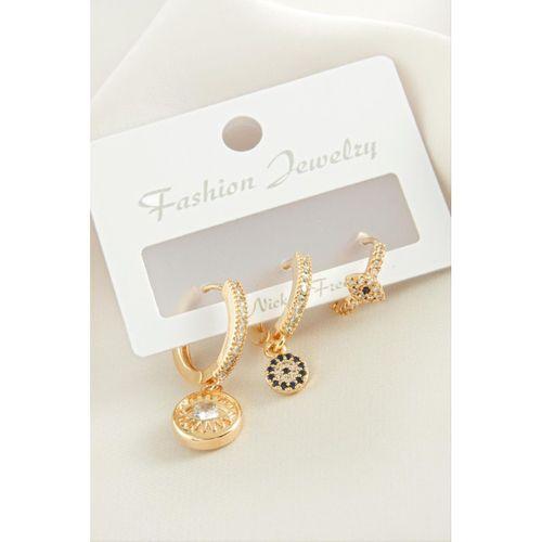 3 Adet Göz Zirkon Taşlı Küpe