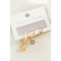 3 Adet Göz Zirkon Taşlı Küpe