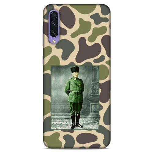 Samsung Galaxy A50s Kılıf Atatürk (15) Antişok Kılıf Kamuflaj Kahverengi