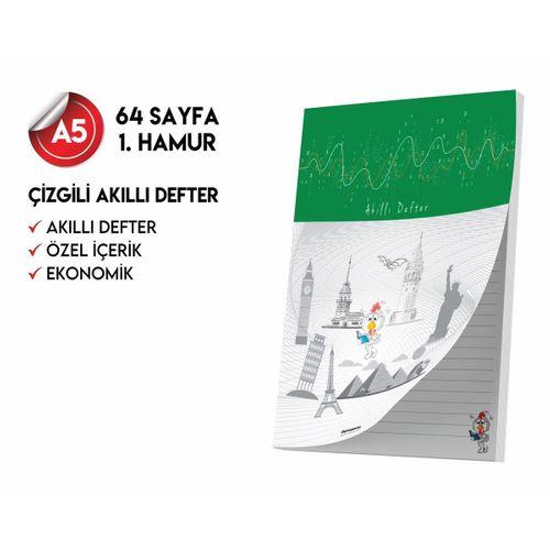 Çizgili Not Defteri 64 Sayfa Akıllı Defter Tekli A5 Tam Beyaz Tekli