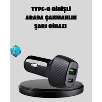 Pd Destekli 38w Araç Şarj Başlığı Type-c + Usb Çift Çıkış Hızlı Şarj