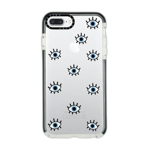 iPhone 8 Plus Casetify Nazar Gözler Desenli Anti Shock Premium Silikonlu Siyah Kenar Detaylı Telefon