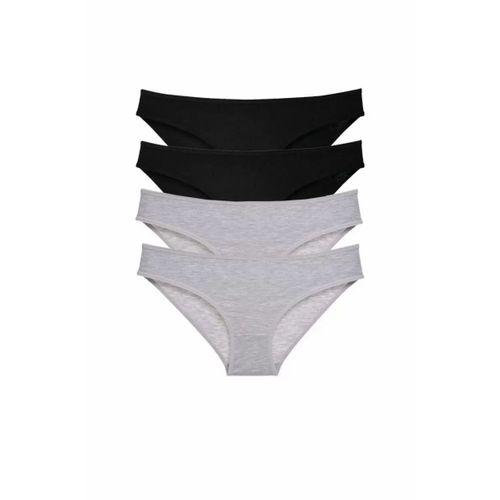4 adet Süper Eko Set Likralı Kadın Slip Külot Siyah Gri