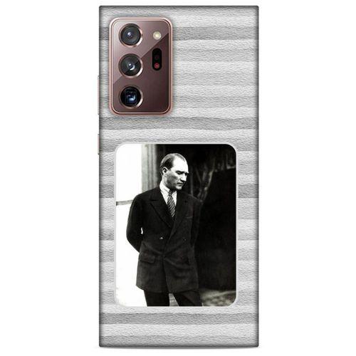 Samsung Galaxy Note 20 Ultra Kılıf Atatürk (36) Glitter Kılıf Gri Kumlar