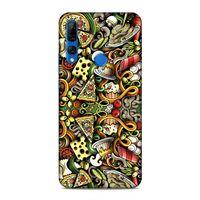 Huawei Y9 Prime 2019 Kılıf İtalyan Yemekleri Doodle Arka Kapak Silikon Koruma Full Koruyucu