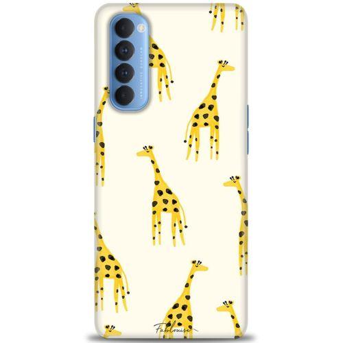 Oppo Reno 4 Pro Kılıf HD Baskılı Kılıf - Zürafa + Tam Ekran Koruyucu