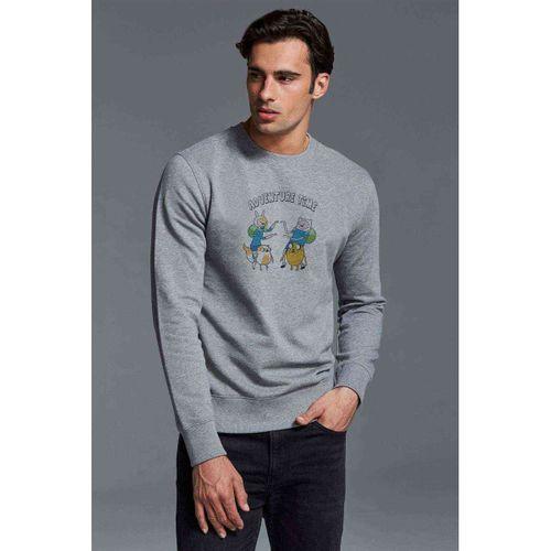 ADVENTURE TIME Baskılı Gri Erkek Sweatshirt