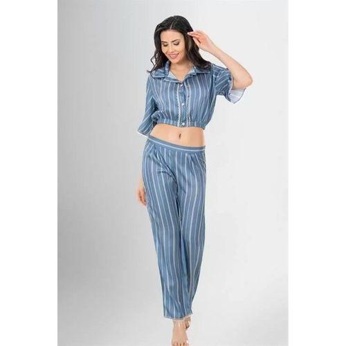 2'li Desenli Saten Pijama Takımı