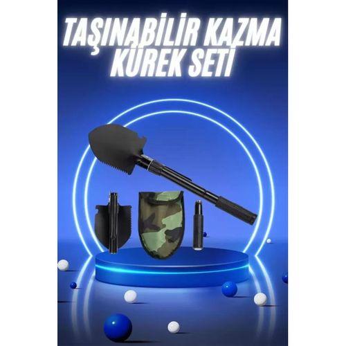 Pusulalı Katlanabilir Kazma Kürek Kamp Seti Kamp Küreği Portatif Çantalı