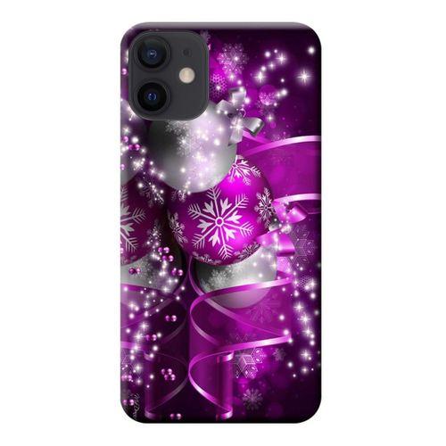 iPhone 12 Kılıf Yılbaşı Topları Kar Tanesi Baskılı Esnek TPU Silikon