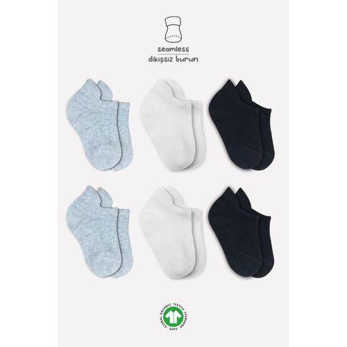 Bistyle Bistyle Basic Penye Sneakers Çorap 6'Lı BS20101B Ekru Gri Siyah
