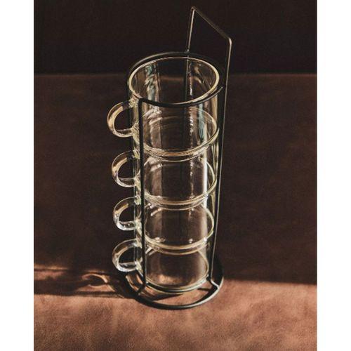 Standlı Borosilikat 4'lü Fincan Seti