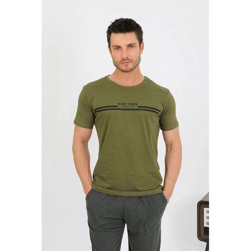 Erkek Pamuk Kısa Kol Pijama Takım Haki