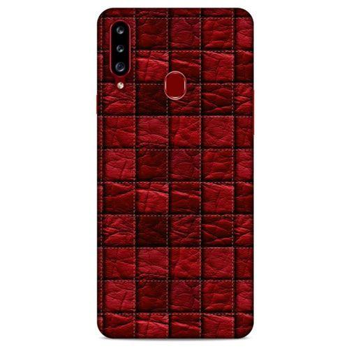 Samsung Galaxy A20s Kılıf Patchwork (12) Koruyucu Silikon Kırmızı Bordo