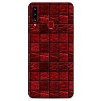 Samsung Galaxy A20s Kılıf Patchwork (12) Koruyucu Silikon Kırmızı Bordo