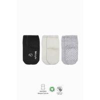 Bistyle Basic Kaymaz Penye Soket Çorap 3'Lü BS10106 Siyah Ekru Gri