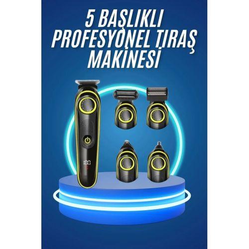 5 Başlıklı Şarjlı Tıraş Makinesi Kablosuz Saç Sakal Burun Tıraşına Uygun