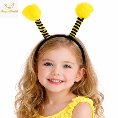 Sarı Siyah Arı Antenli Taç - Çocuk Arı Tacı Mega Ponponlu
