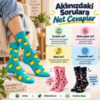 Kadın Ve Erkek Çorap Meyve Desenli Renkli 3'lü Set Uzun Soket Günlük Rahat Çorap Seti