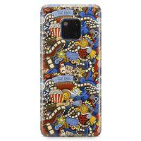 Huawei Mate 20 Pro Kılıf Doodle Sinemasever Arka Kapak Koruma Desenli Full Koruyucu