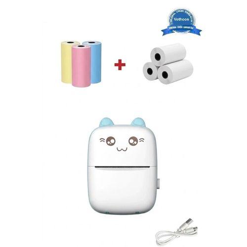 Mini Fotoğraf Yazıcı Kablosuz Etiket Yazıcı Baskı Makinesi Ios Android Uyumlu Termal Printer Mavi