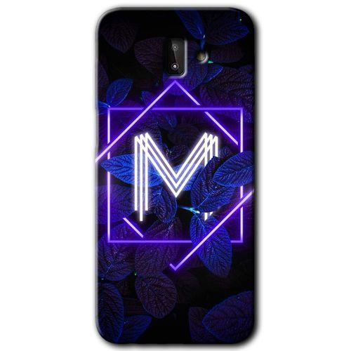 MRCİLETİSİM MRCİLETİSİM Samsung Galaxy J8 Kılıf HD Desen Baskılı Arka Kapak + Temperli Cam - Dark Neon Yaprak M Harfi