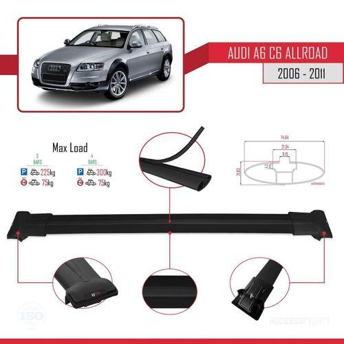 Audi A6 (C6) ALLROAD 2006-2011 Arası ile Uyumlu FLY Model Ara Atkı Tavan Barı SİYAH 3 ADET BAR