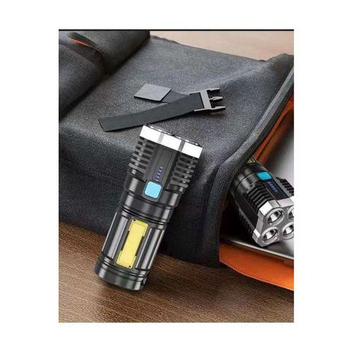 Ultra Parlak El Feneri Usb Şarj 4 Led+yan Cob Led Taktik Günlük Hayat Kamp Avcılık El Feneri