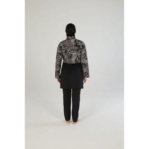 Estiva 26970 Siyah Lineer Tam Kapalı Croplu Pantolonlu Tesettür Mayo