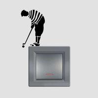 Golf Oynayan Adam Tasviri İnce Kesim Tasarım Priz Sticker Duvar Dekorasyon Çıkartma