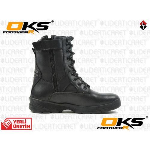 ASTRO Kışılk Siyah Renk Deri Fermuarlı Asker & Polis Botu