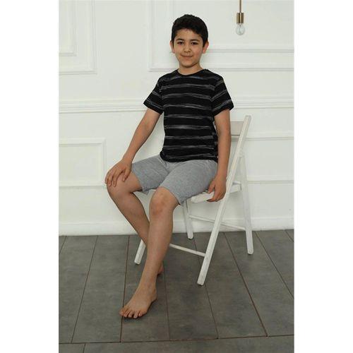 Erkek Çocuk Penye Şortlu Pijama Takım Siyah