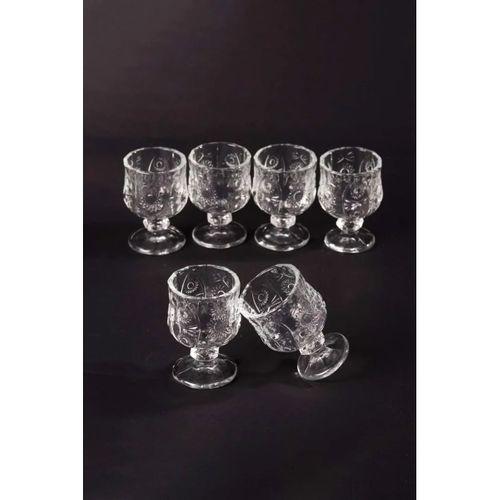 Ayaklı Kahve Yanı Bardağı Kristal Kesim Shot Bardak 7cm x 4 cm 6 Lı Set
