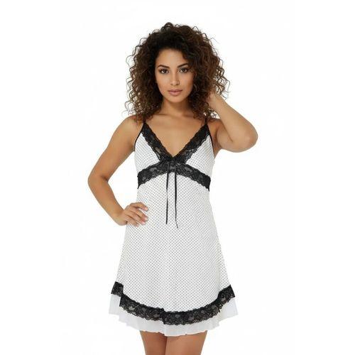 Pınar Beyaz Puantiyeli Gecelik Ve Külottakımı