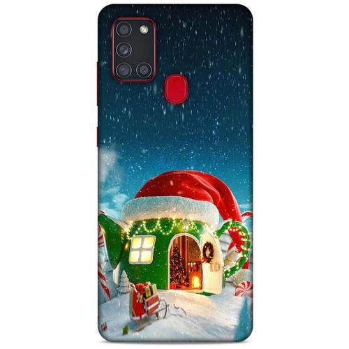 Samsung Galaxy A21s Kılıf Snowix (2) Kabı Yeşil Kırmızı