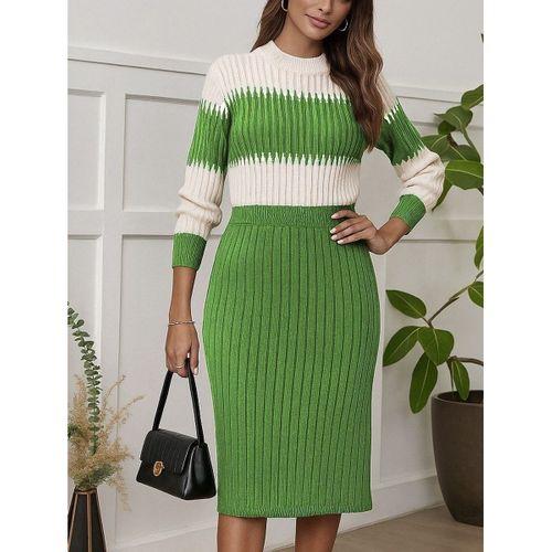 Kadın Uzun Kollu Triko Etekli Takım