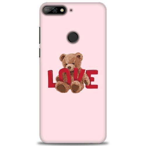 Huawei Y7 2018 Kılıf HD Baskılı Kılıf - Love Bear + Tam Ekran Koruyucu