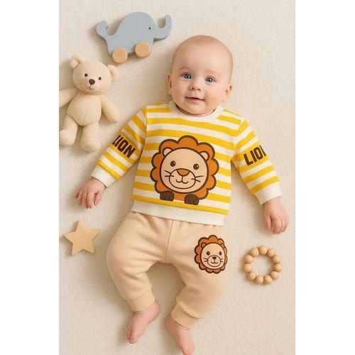 Aslan Desenli 2'li % 100 Pamuk Erkek Bebek Takımı